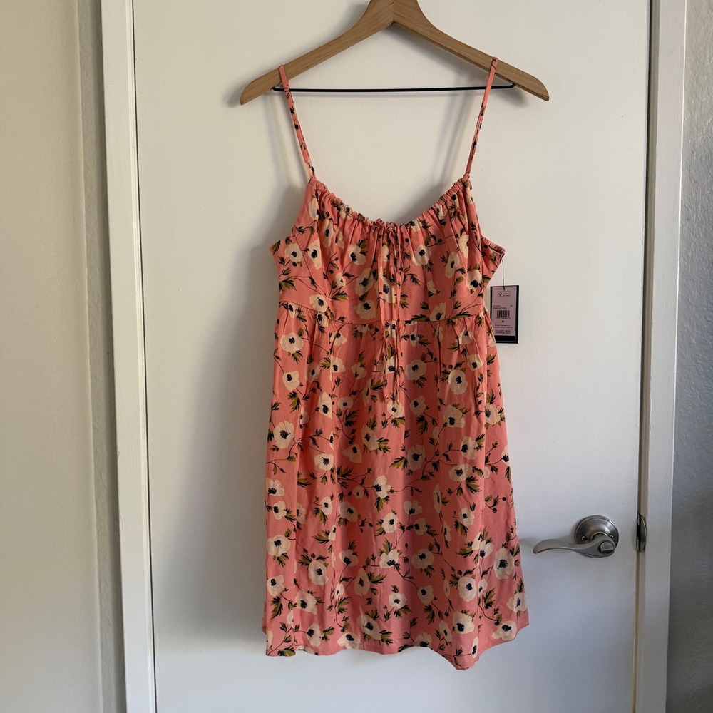 Volcom Femme Bot Mini Dress Pink Floral Romantic Beachy Coastal Cali
